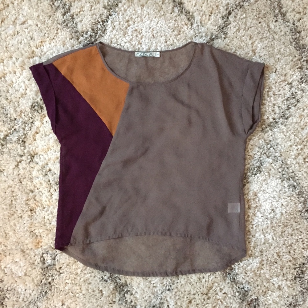 Chloe k. Sheer colorblock top